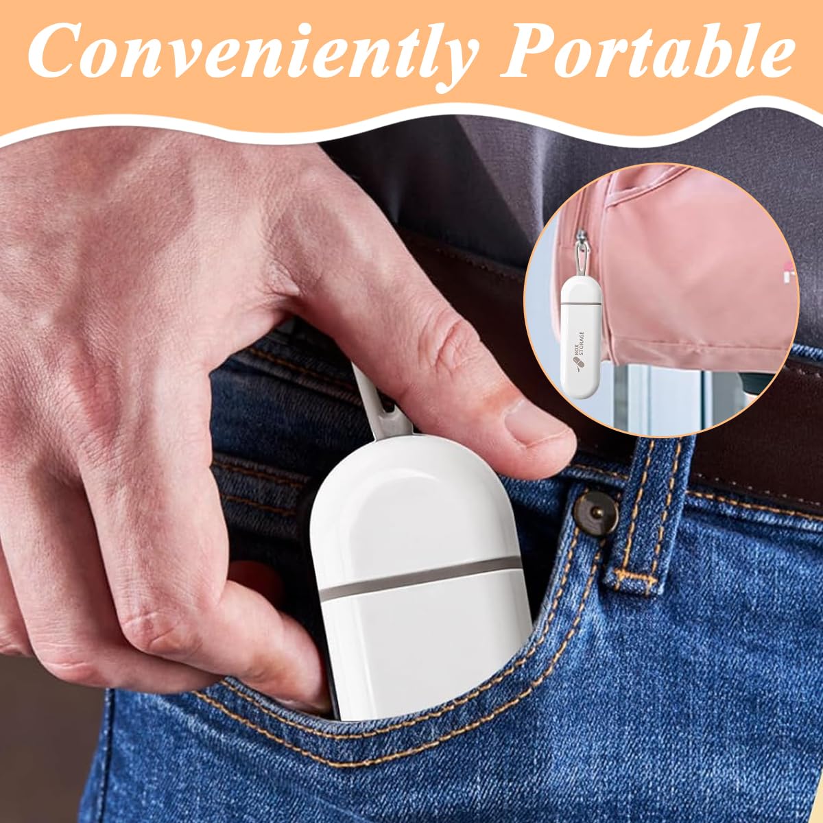 HANNEA Travel Pill Organizer, 3 Compartments Portable Pill Box with Carrying Rope, Daily Pill Box to Hold Vitamins, Small Pill Container for Pocket Purse Medicine Organizer, White HANNEA Travel Pill Organizer, 3 Compartments Portable Pill Box with Carrying Rope, Daily Pill Box to Hold Vitamins, Small Pill Container for Pocket Purse Medicine Organizer, White